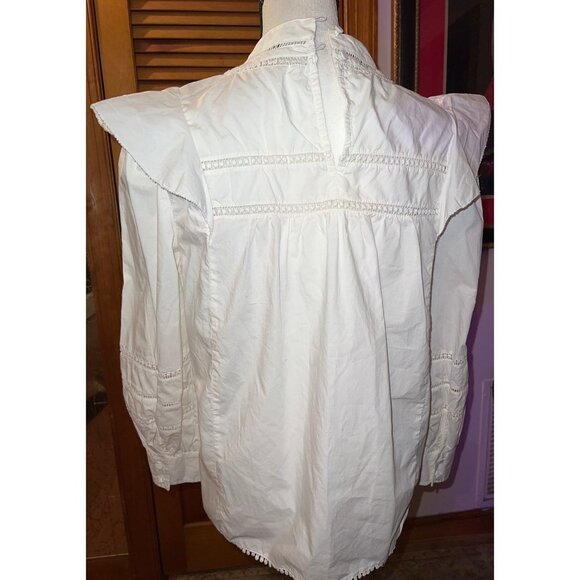 J. Crew White Lace Bib Blouse — Small - Picture 2 of 9